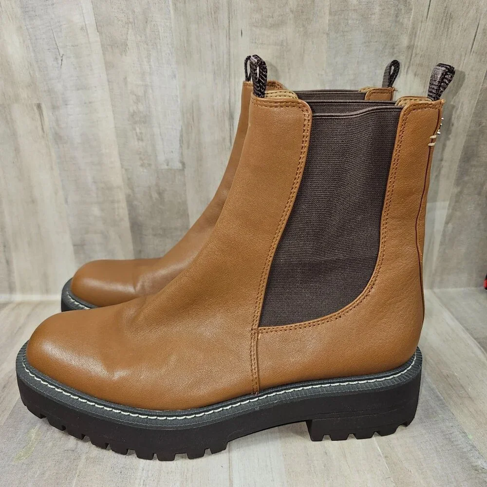 Sam Edelman Laguna Womans Size 9.5M Lug Sole Chelsea Leather Boots Booties - Picture 3 of 8